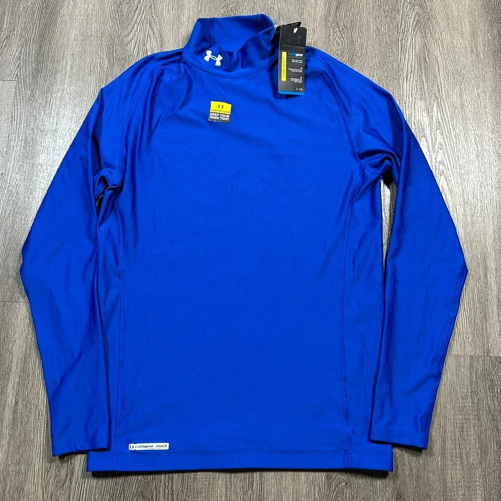 Under Armour ColdGear Compression Mock Neck XXL Blue Long Sleeve Shirt New NWT